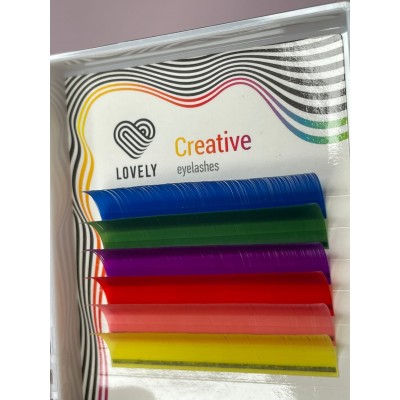 Ресницы цветные "Multicolor" (6 линий), Lovely Отдельные длины