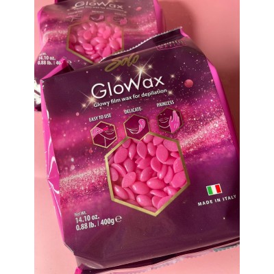 Воск сверкающий пленочный Glowax "Cherry Pink", 400 грамм, italwax 