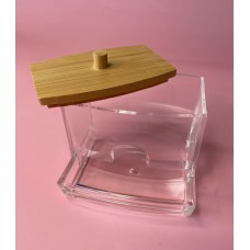 Органайзер для хранения ватных палочек с деревянной крышкой