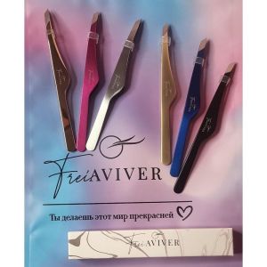 Пинцет Скошенный для корекции бровей (ручная заточка), FreiAVIVER